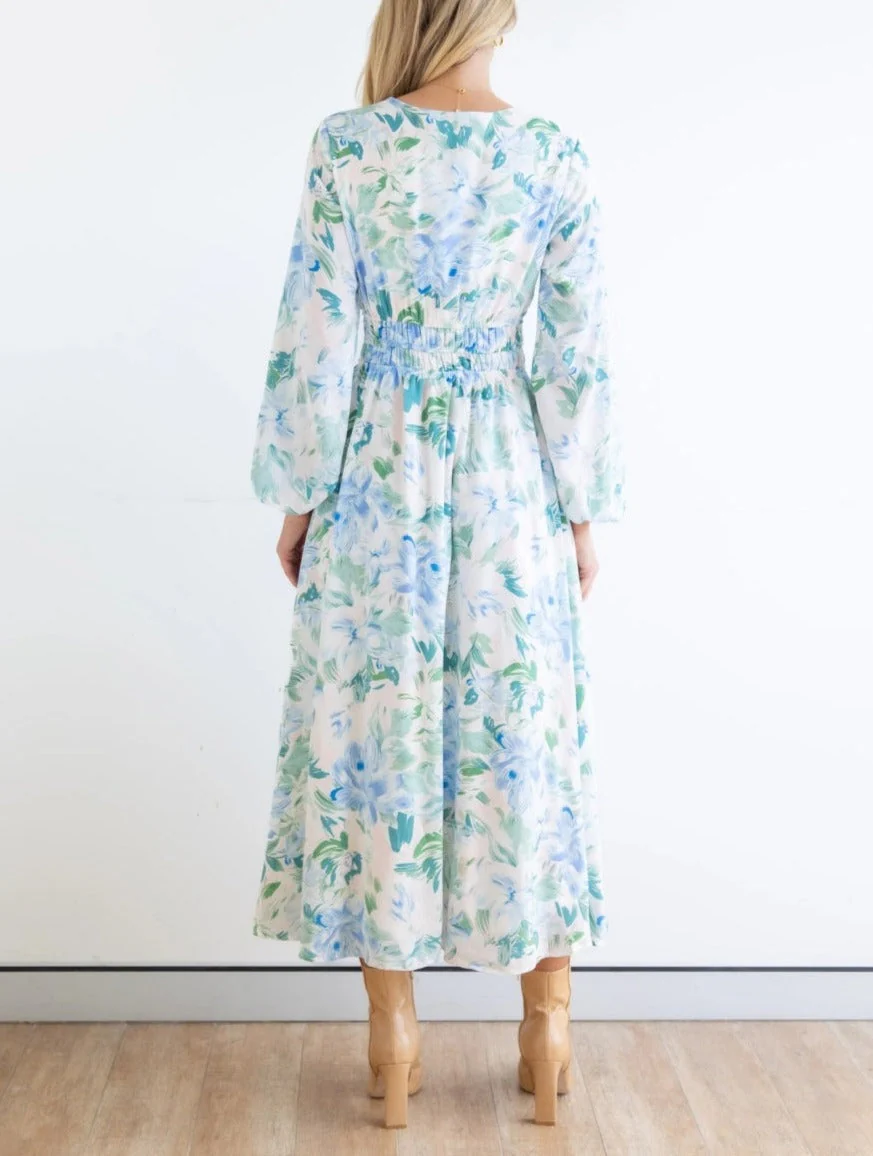 Floral Print Shirred Waist Dress - Image 3