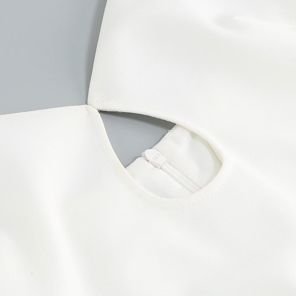 White Spaghetti Strap DiamondS Slit Dress - Image 6