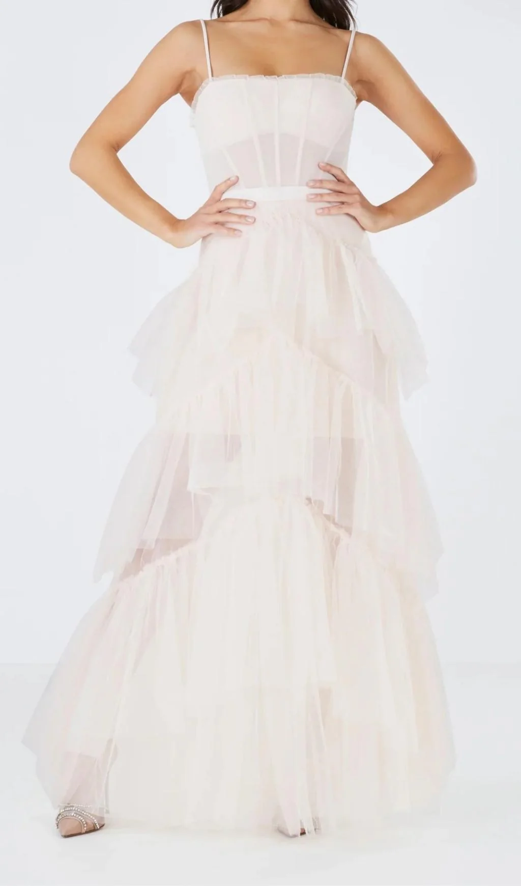 TIERed Ruffle Tulle EVENING Maxi Dress - Image 3