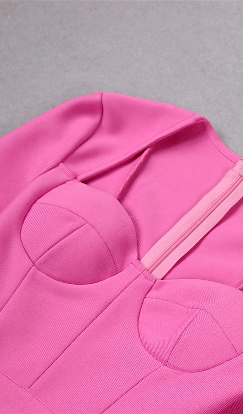Stretch Long Sleeves Mini Dress in HYPER Pink - Image 7