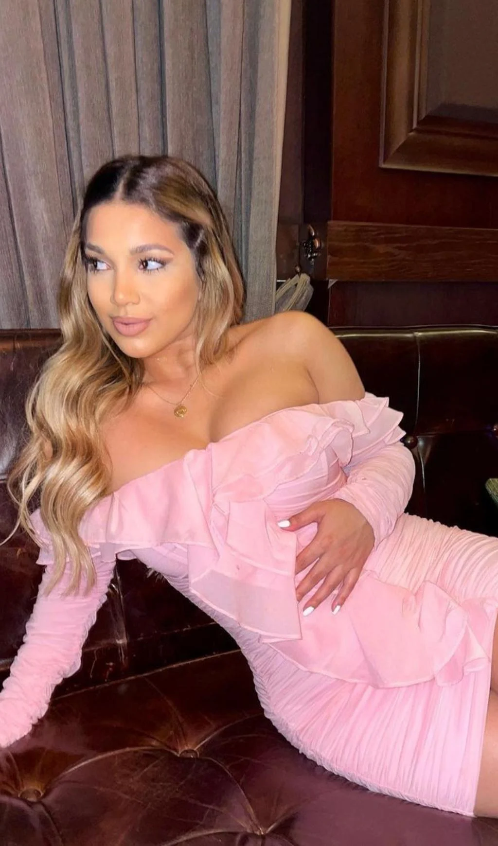 Strapless Ruched Mini Dress in Pink - Image 5