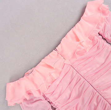 Strapless Ruched Mini Dress in Pink - Image 9