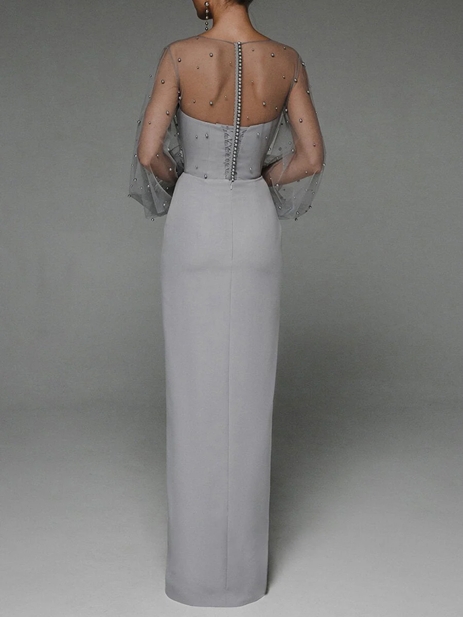 Strapless Puff Sleeves Shiny Glitter Wedding Dress - Image 3