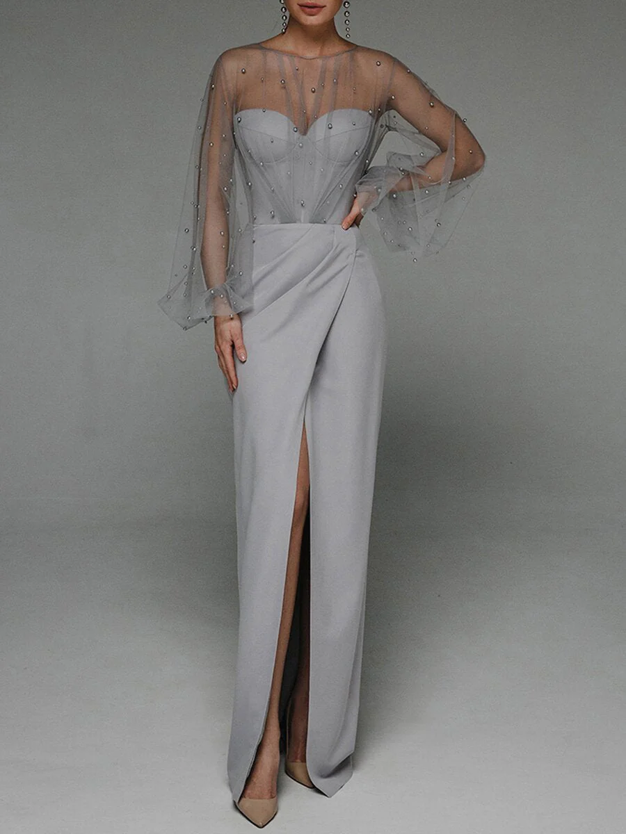 Strapless Puff Sleeves Shiny Glitter Wedding Dress - Image 4