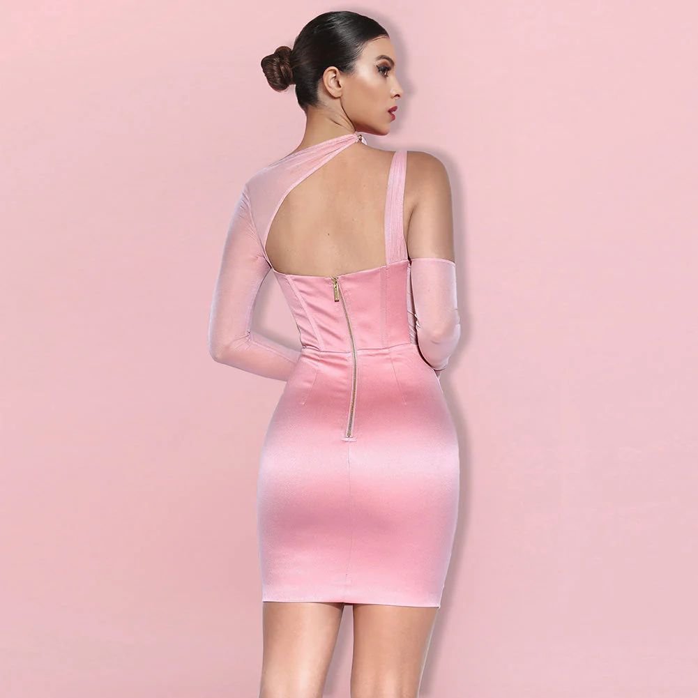 Halter Long Sleeve Cut Out Mini Bodycon Dress HI1305 - Image 2