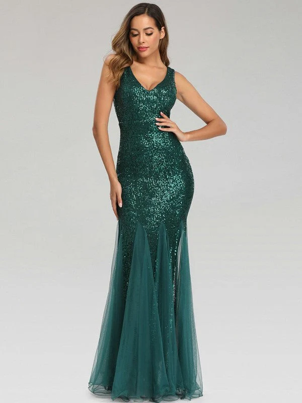Sequin Gauze Evening Dress