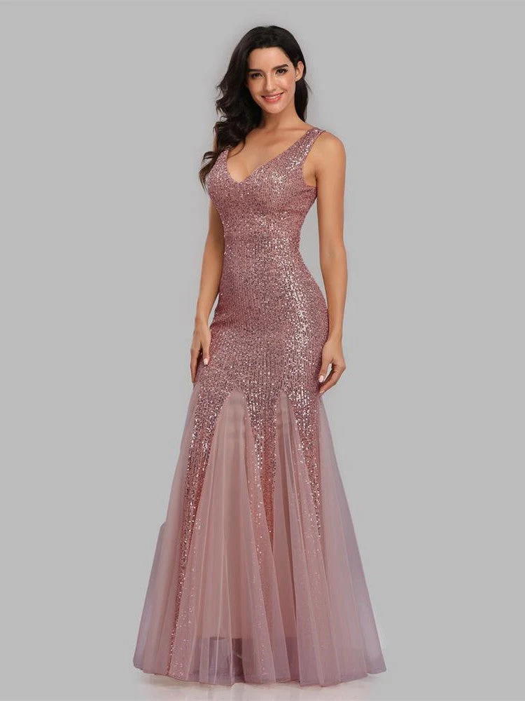 Sequin Gauze Evening Dress - Image 5