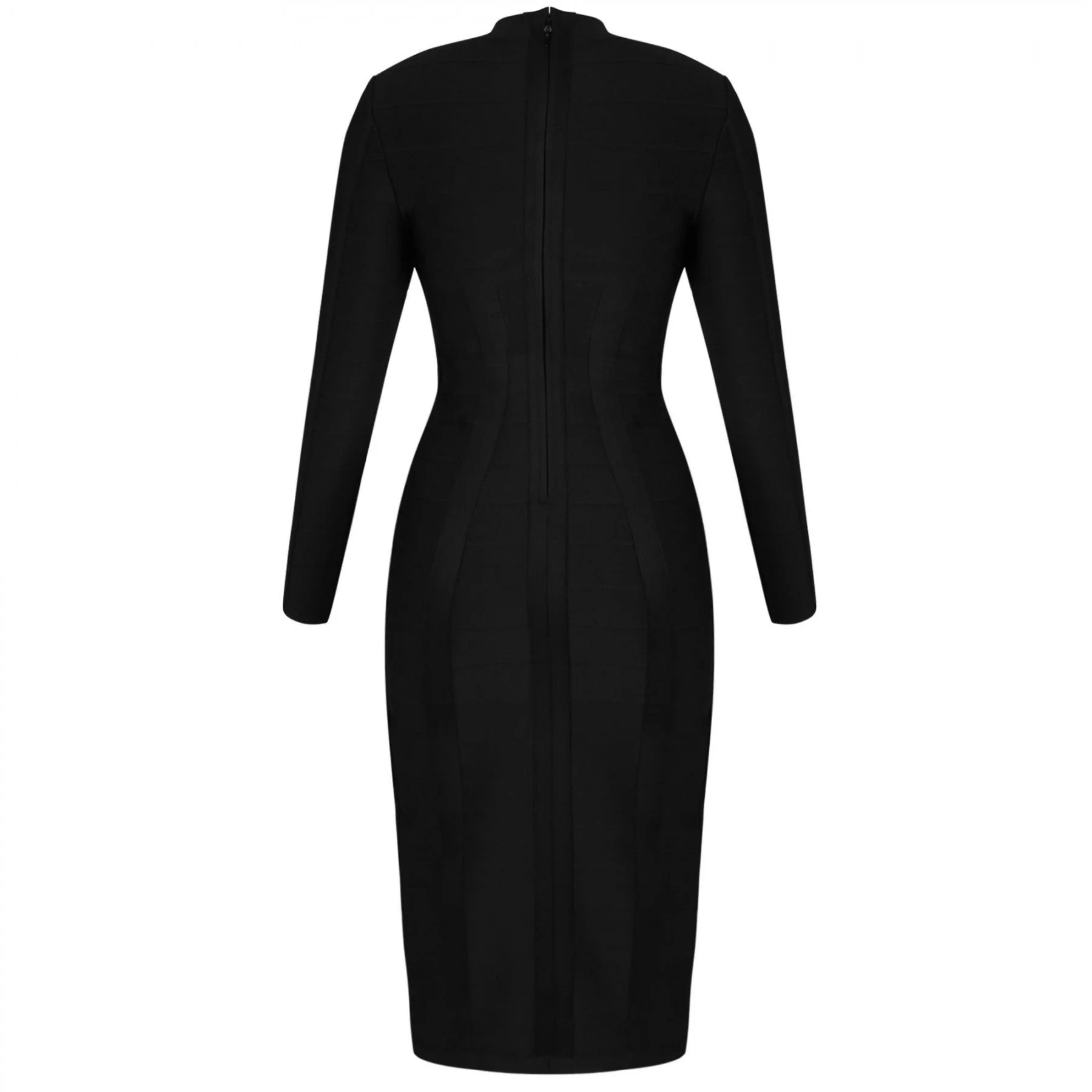 High Neck Long Sleeve Cut Out Over Knee Bandage Dress PP1103 - Image 10