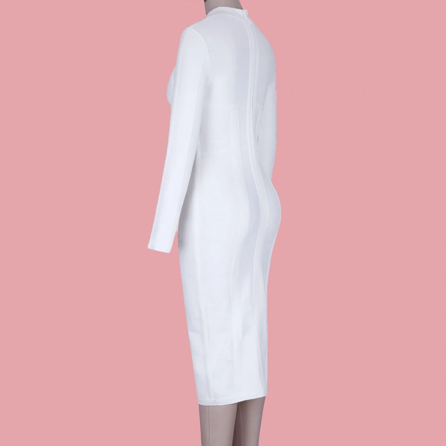 High Neck Long Sleeve Cut Out Over Knee Bandage Dress PP1103 - Image 35