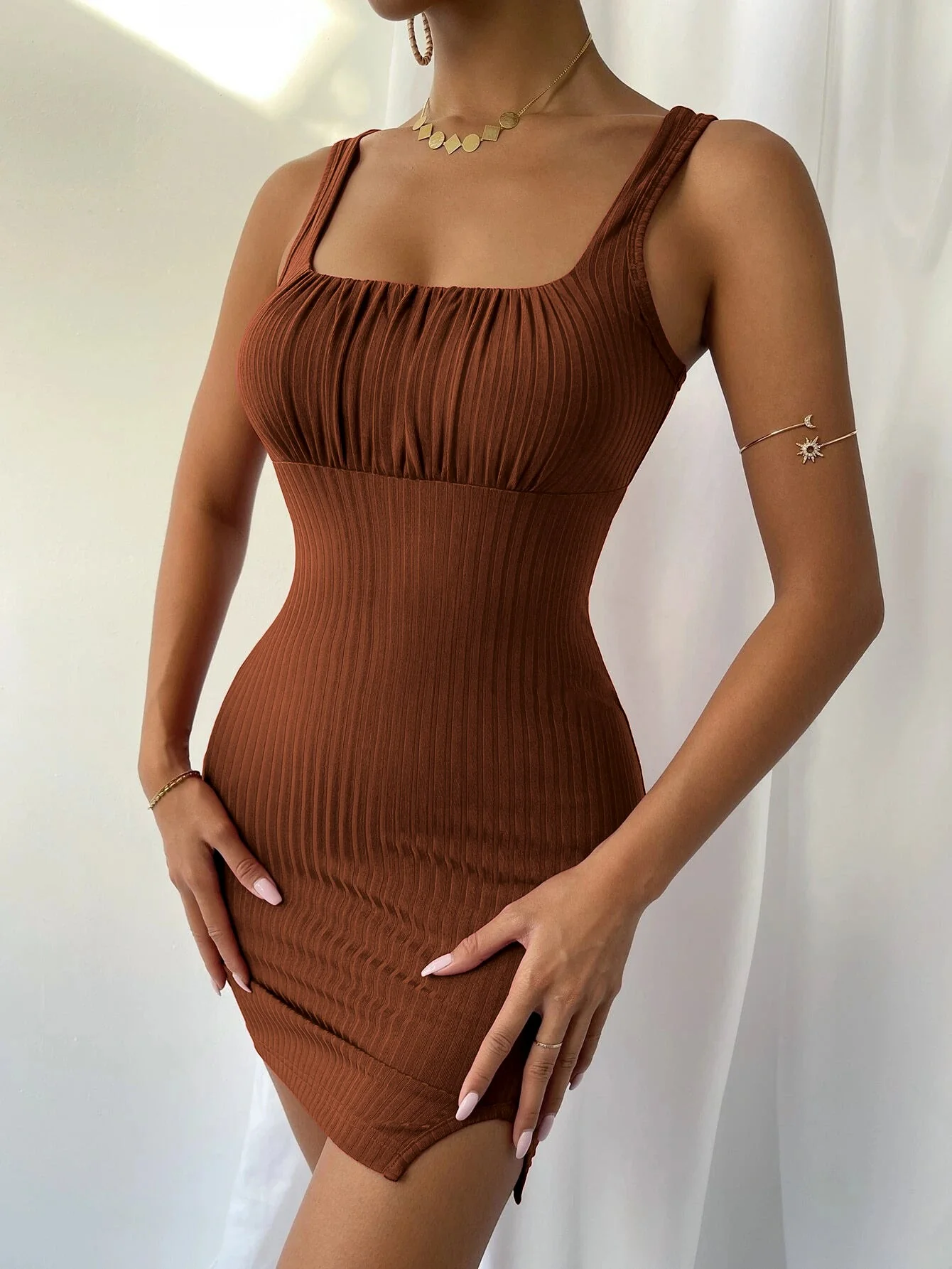 Elegant Suspender Knitted Dress - Image 4