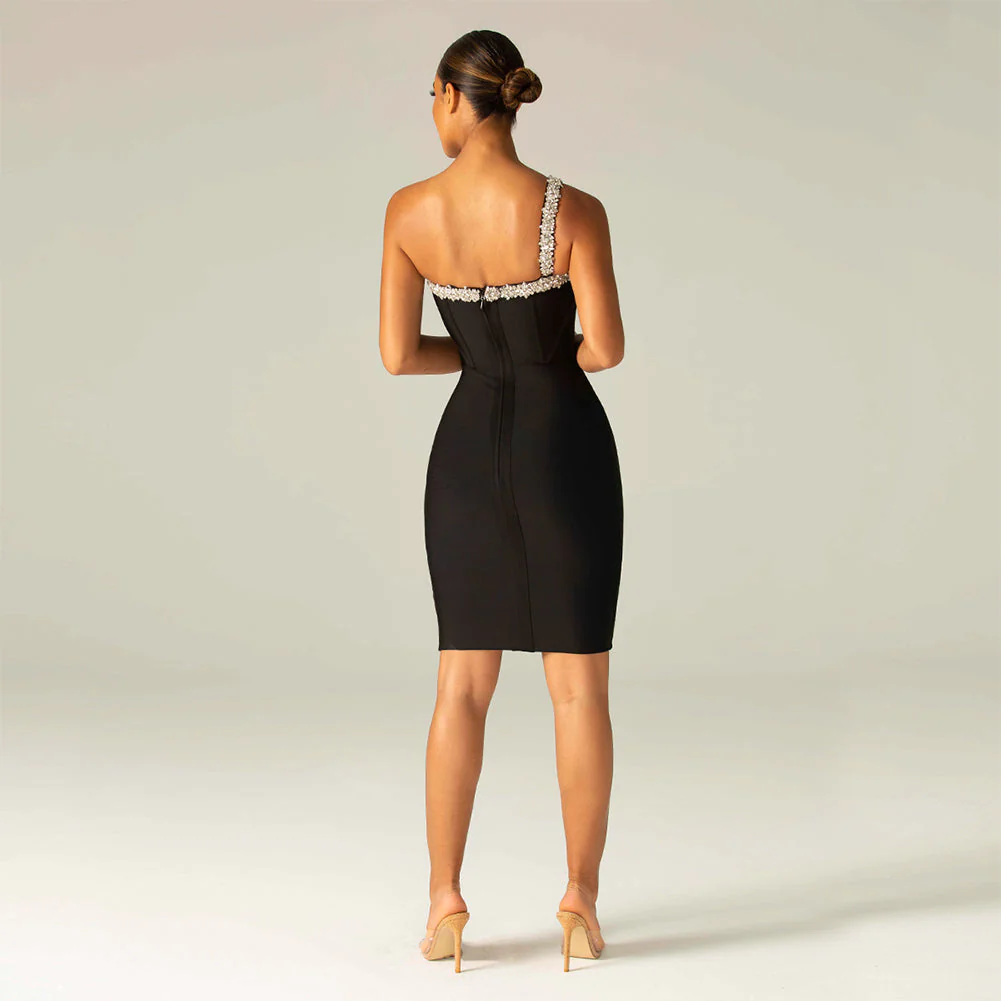 One Shoulder Rhinestone Mini Bandage Dress PH01214 - Image 6