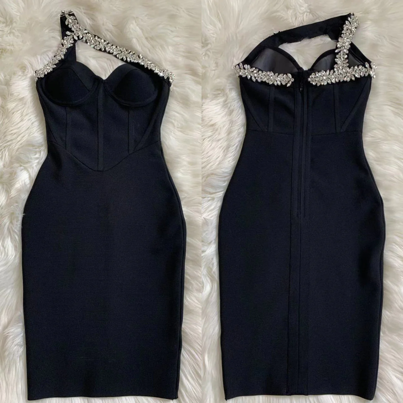 One Shoulder Rhinestone Mini Bandage Dress PH01214 - Image 9