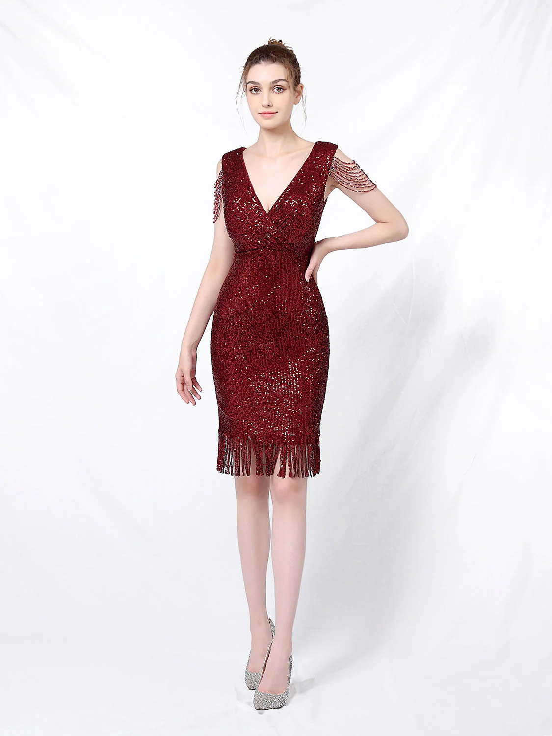 Sequin long fishtail evening dress - Image 9