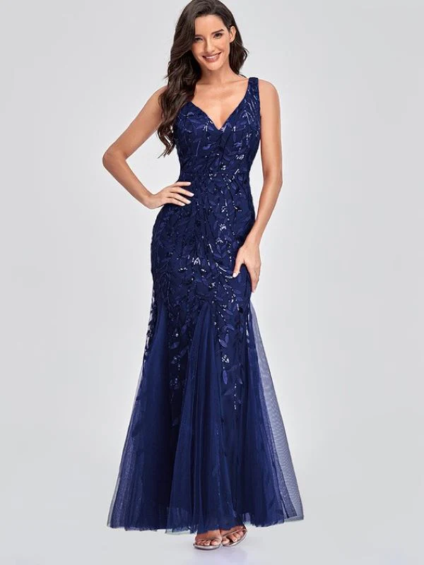 Leaf Print Gauze Evening Dress - Image 6