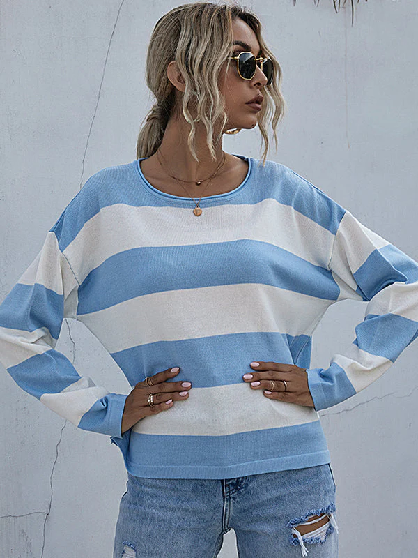 Round Neck Long Sleeve Knitted Sweater - Image 3