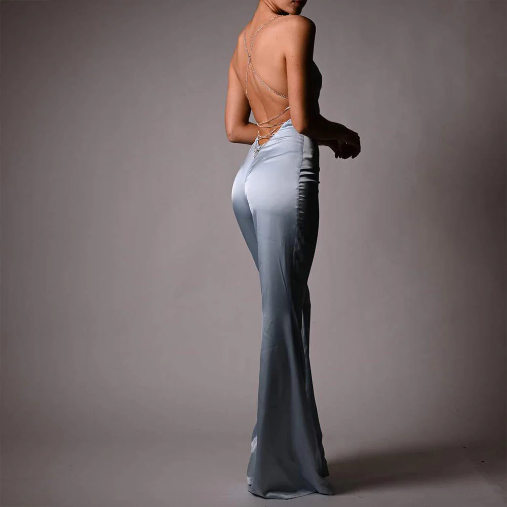 Strappy Sleeveless Drill Chain Bodycon Jumpsuit - Image 12