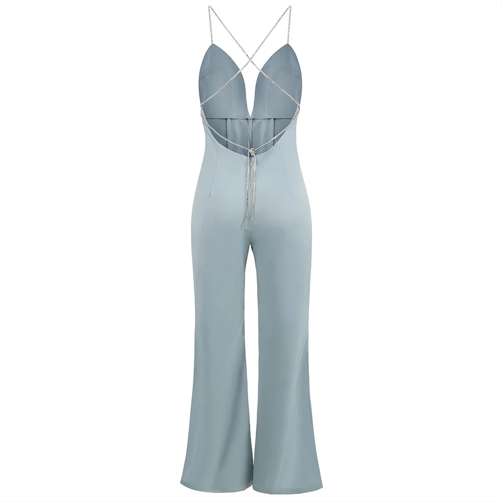 Strappy Sleeveless Drill Chain Bodycon Jumpsuit - Image 14
