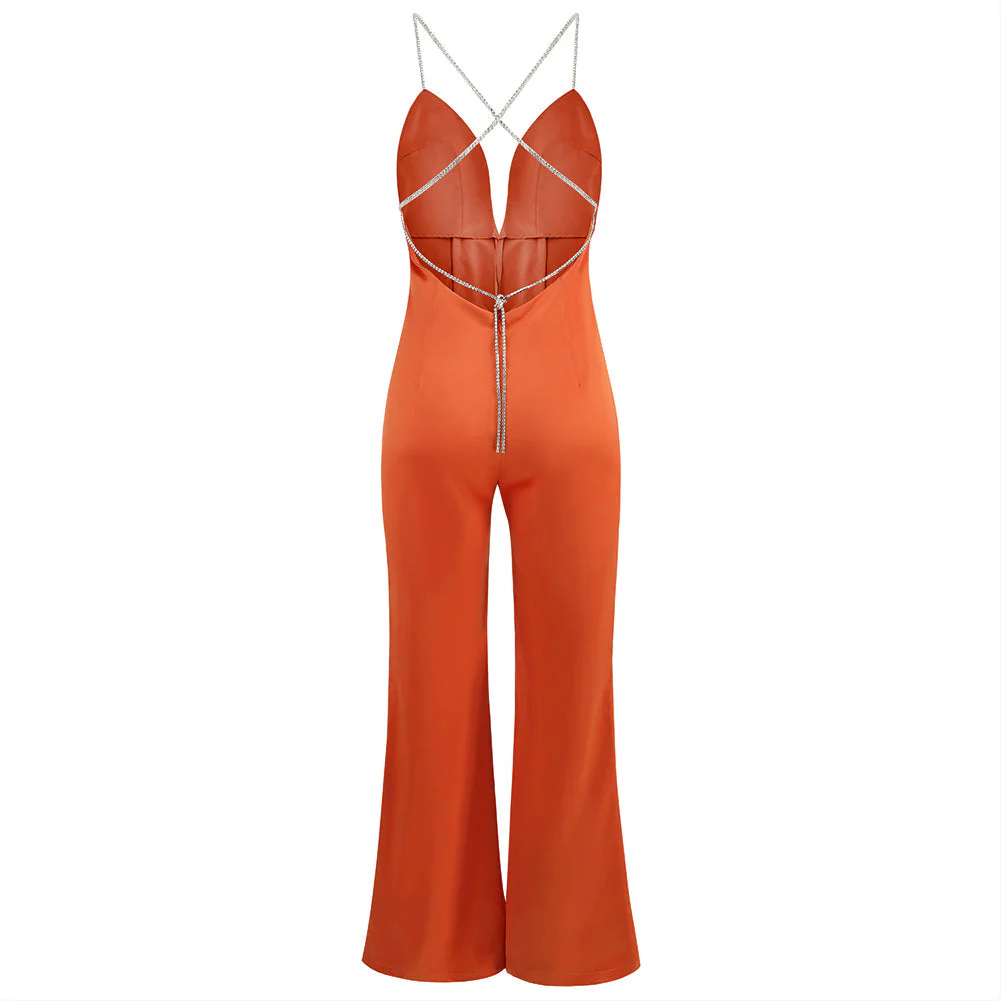 Strappy Sleeveless Drill Chain Bodycon Jumpsuit - Image 6