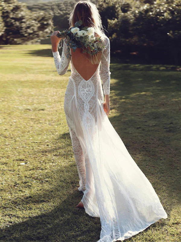 Romantic Lace Halter Floor-length Wedding Dress - Image 2