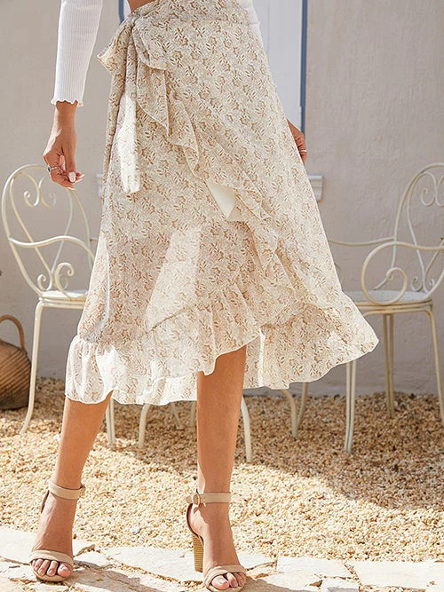 Ditsy Floral Tie Side High Low Skirt - Image 10