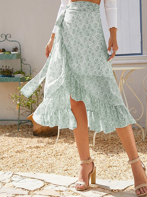 Ditsy Floral Tie Side High Low Skirt - Image 12