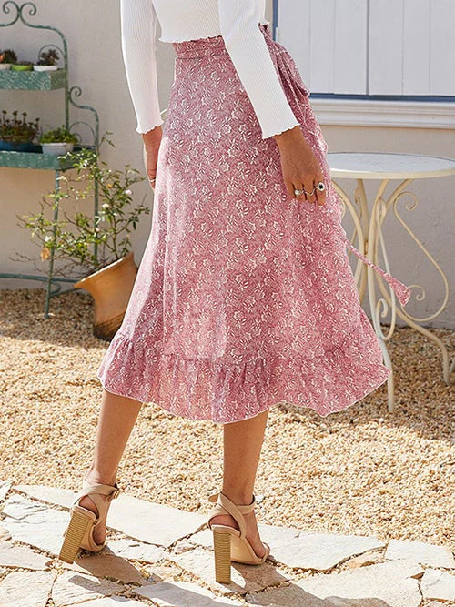 Ditsy Floral Tie Side High Low Skirt - Image 16