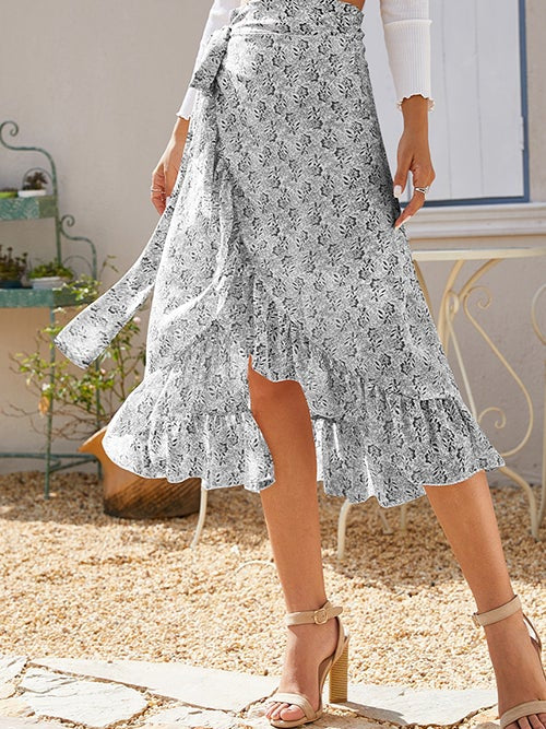 Ditsy Floral Tie Side High Low Skirt - Image 2