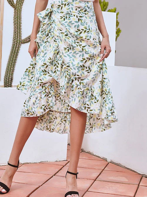 Ditsy Floral Tie Side High Low Skirt - Image 7