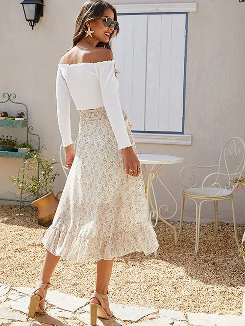 Ditsy Floral Tie Side High Low Skirt - Image 9