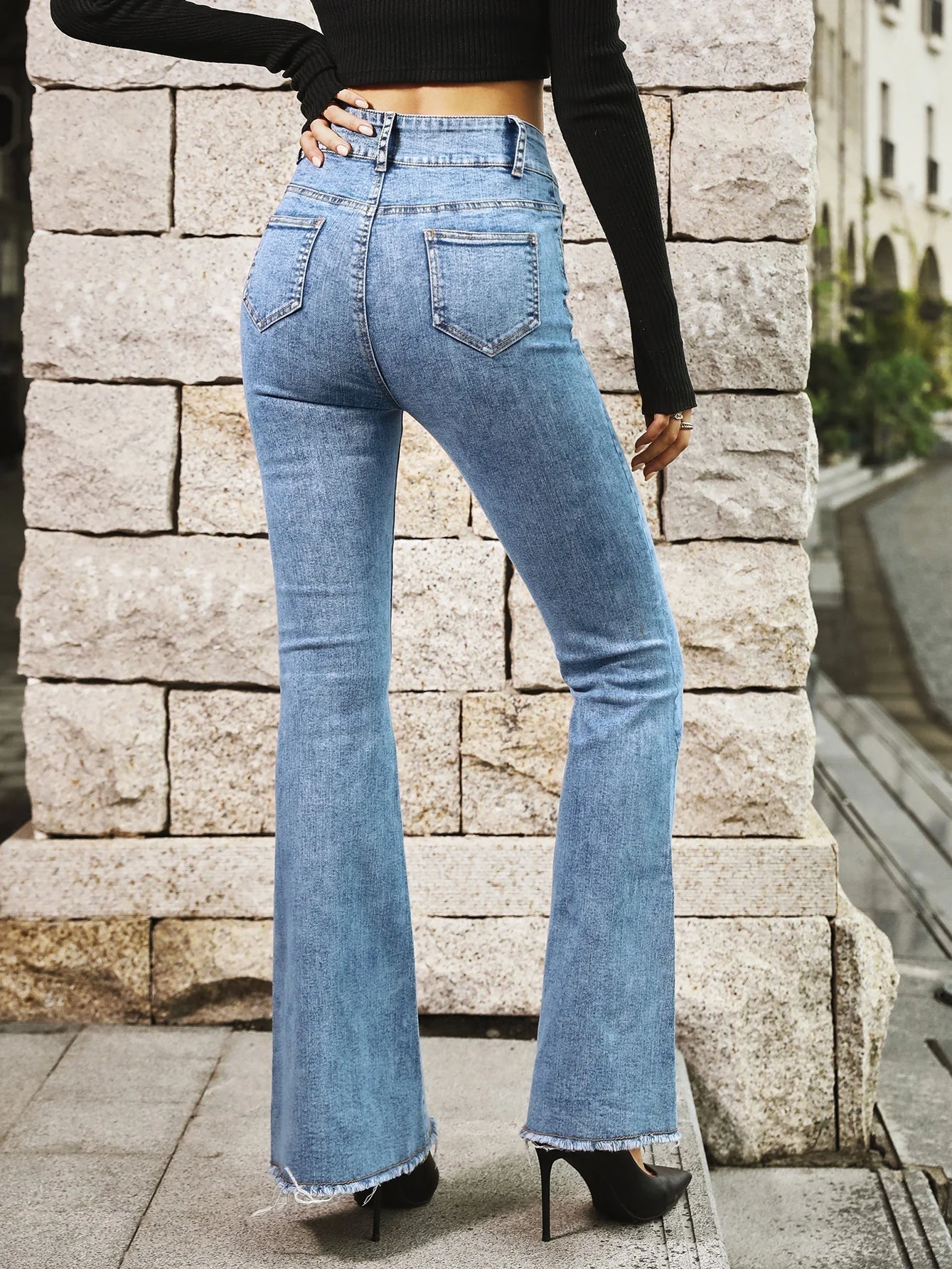 Casual Frayed Denim Trousers - Image 3