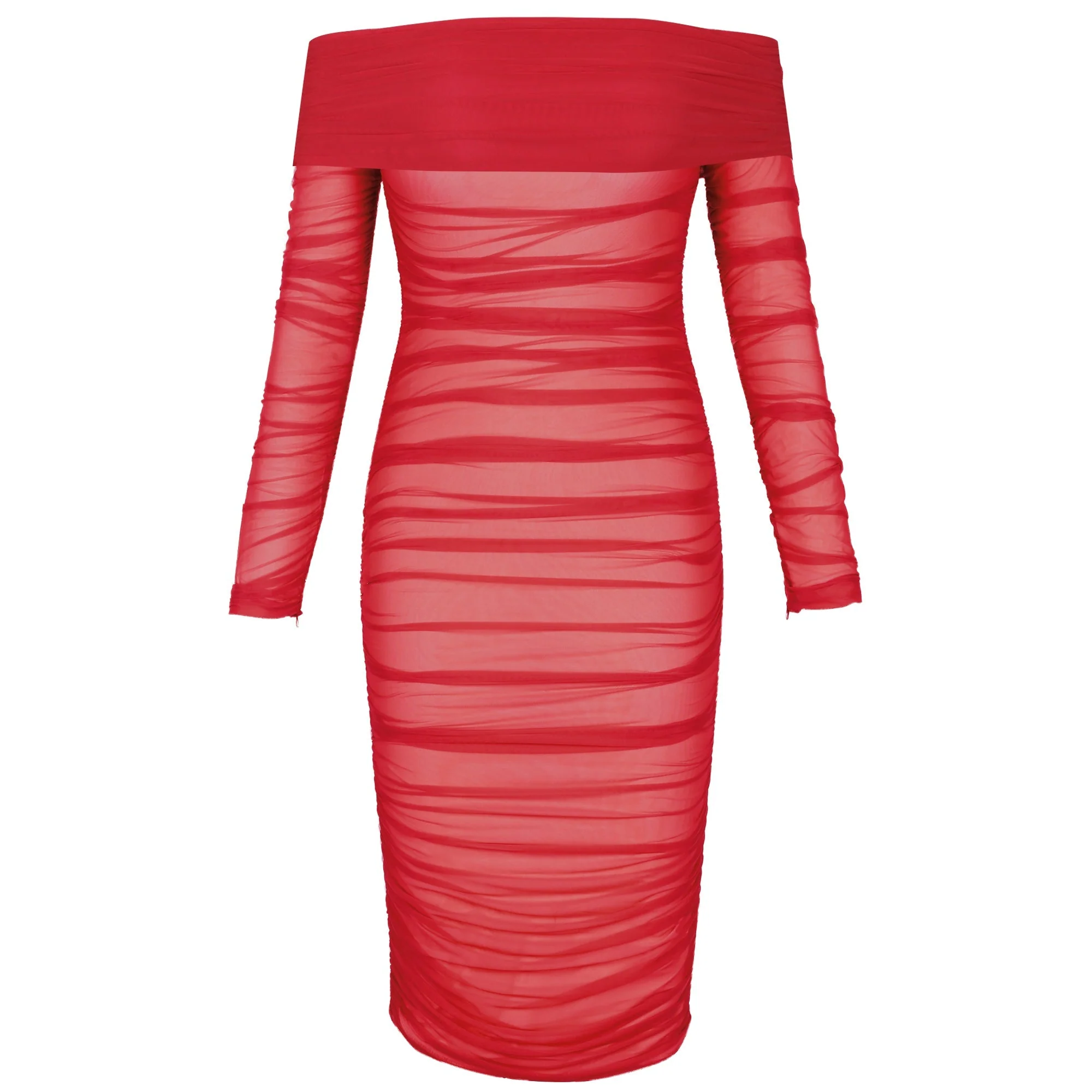 Off Shoulder Long Sleeve Ruched Mini Bodycon Dress FSP19054 - Image 13
