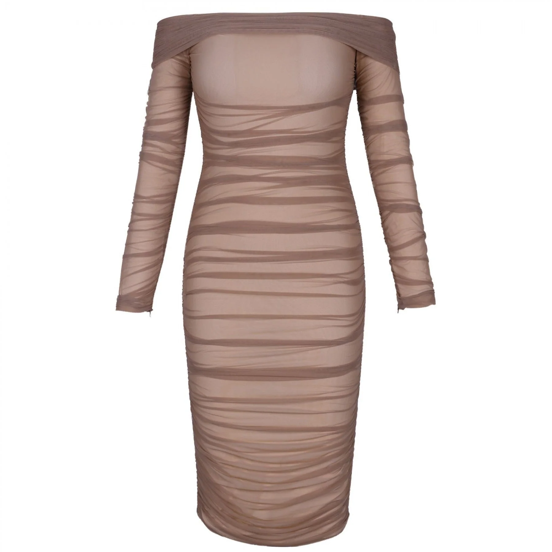 Off Shoulder Long Sleeve Ruched Mini Bodycon Dress FSP19054 - Image 24