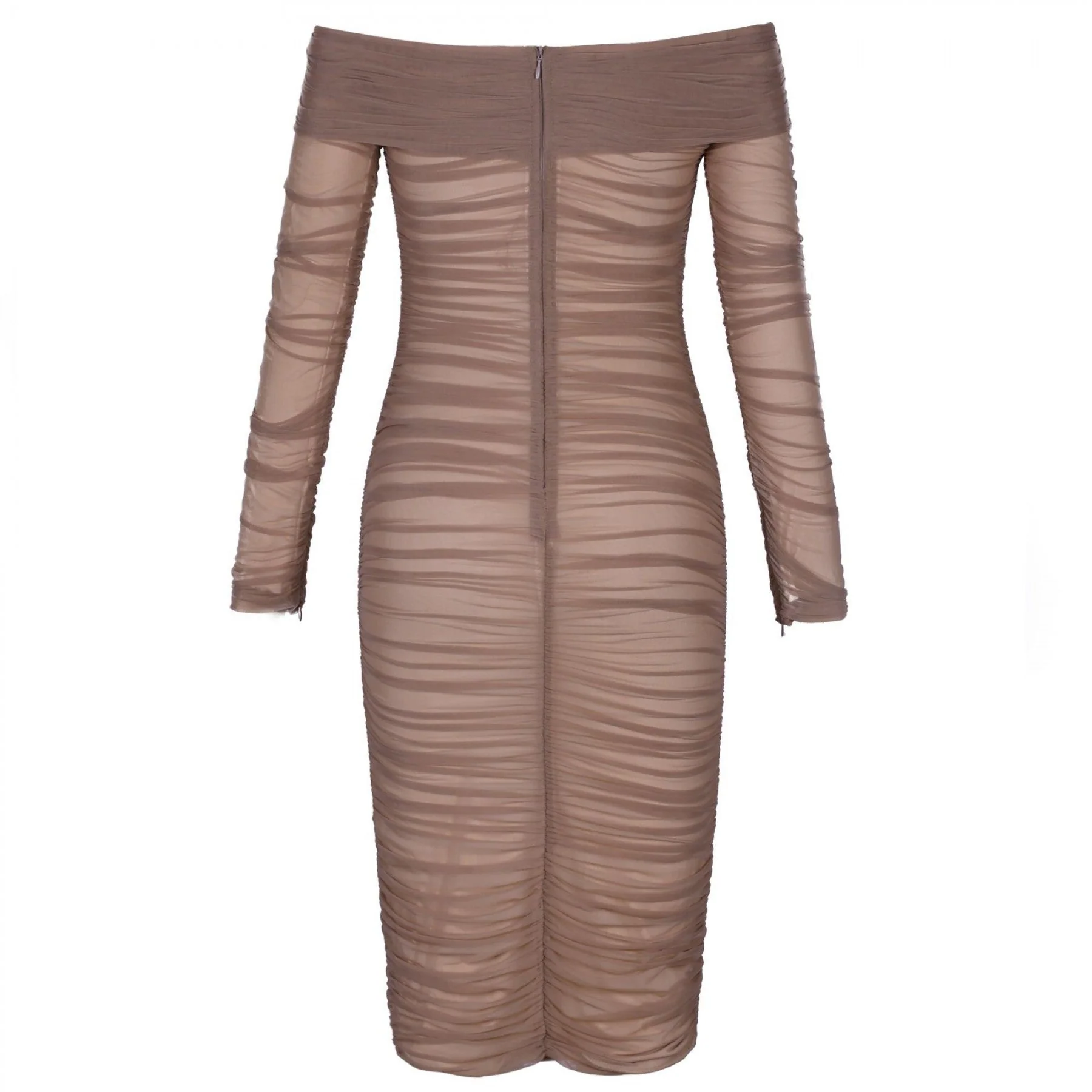 Off Shoulder Long Sleeve Ruched Mini Bodycon Dress FSP19054 - Image 25