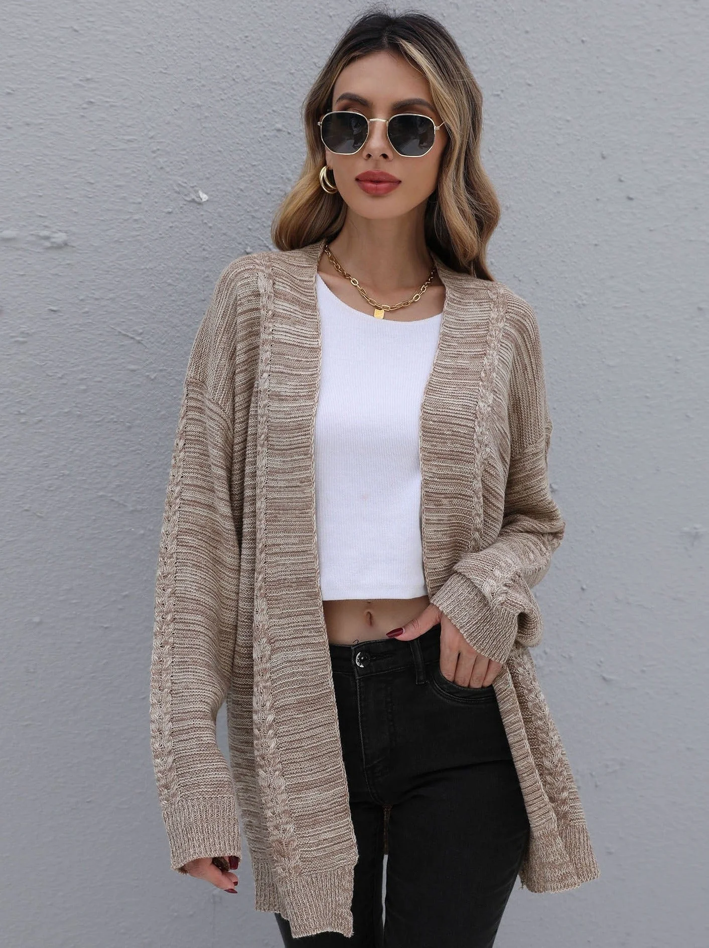 Solid Color Knitted Cardigan Sweater
