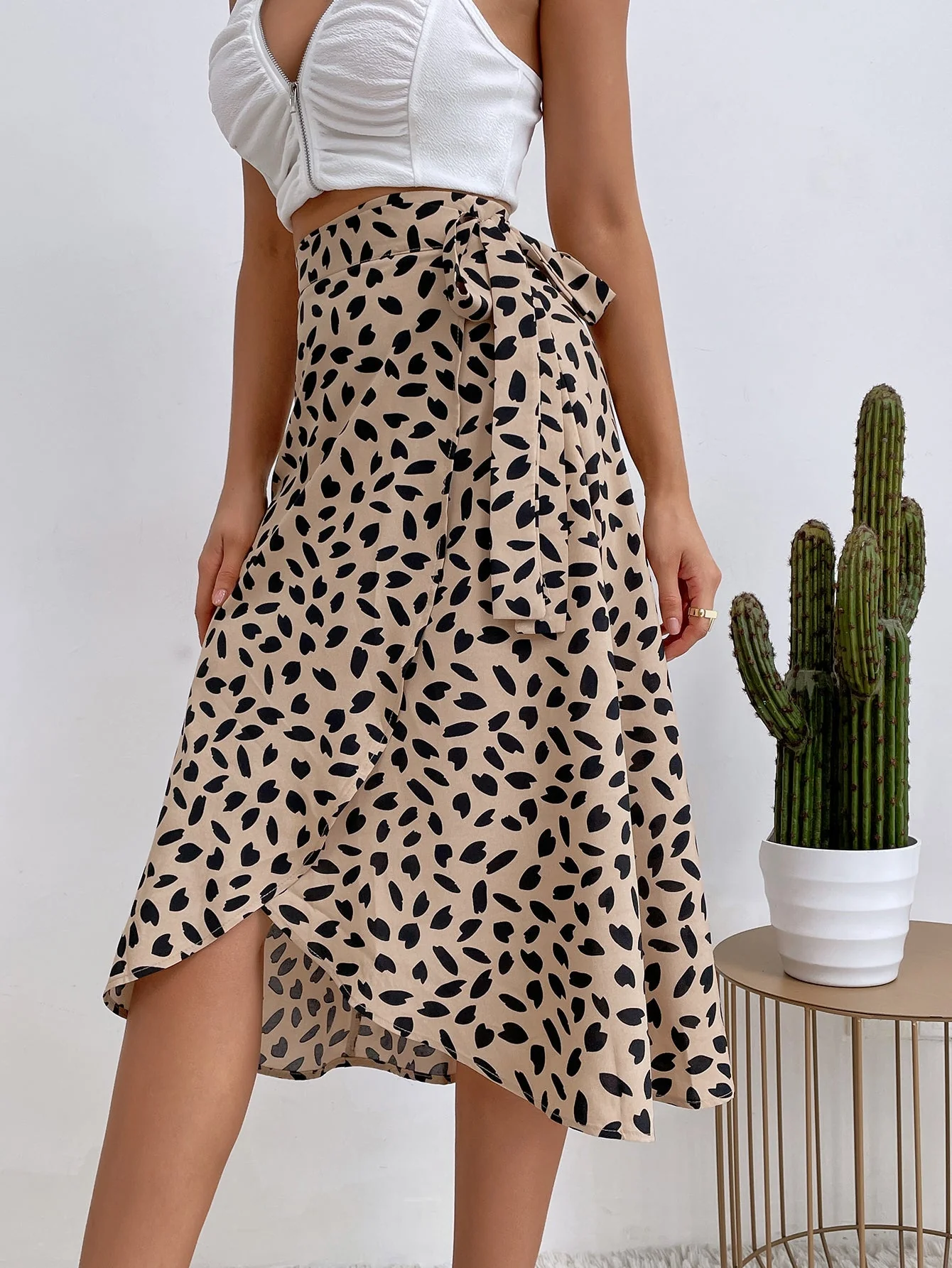 Temperament polka dot print split skirt trendy - Image 2
