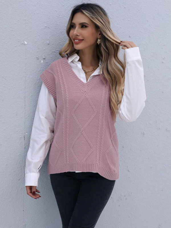 Solid Color v-neck Vest - Image 3