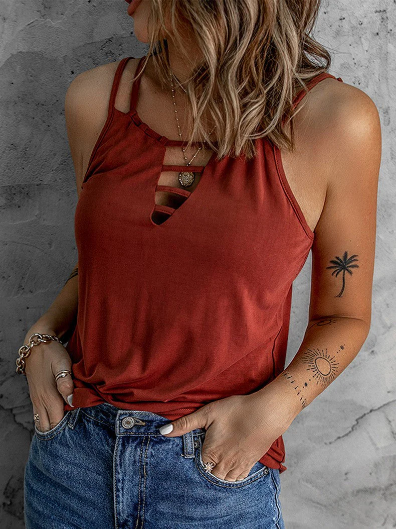 V-neck Loose Casual Sleeveless Bottoming Shirt - Image 6