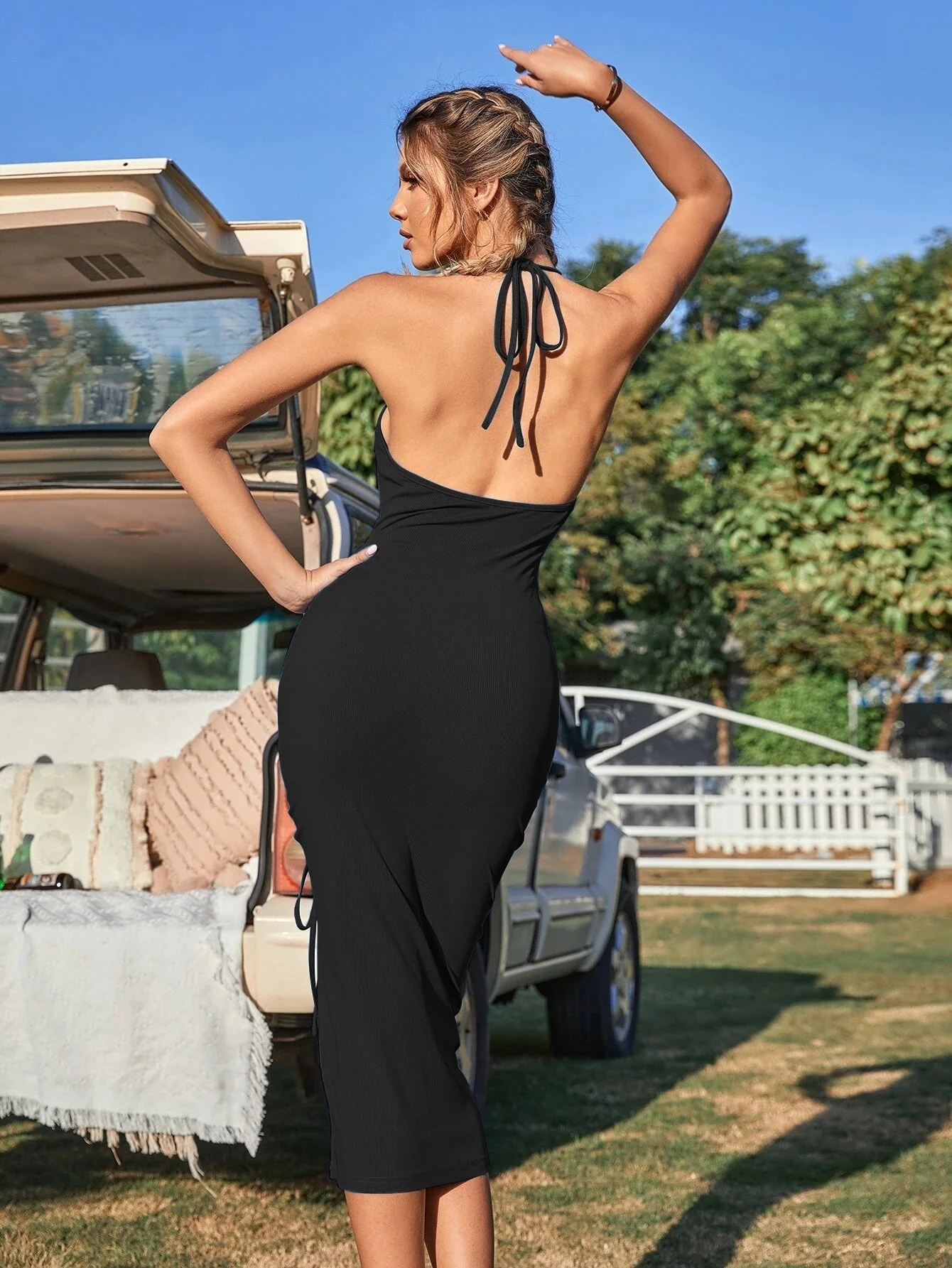 V-neck Halterneck Dress - Image 4