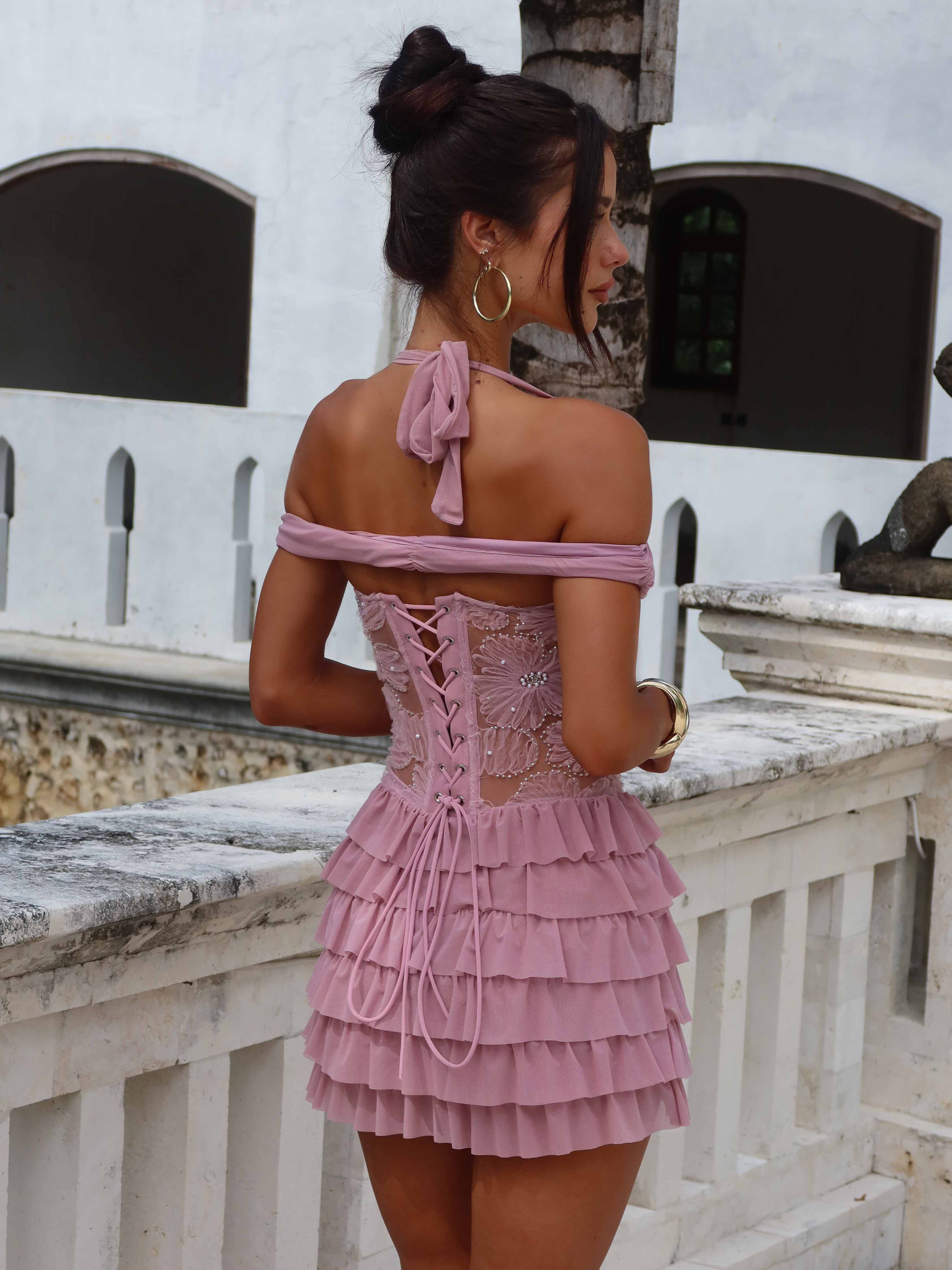 SHONIA MINI DRESS DUSTY ROSE - Image 4