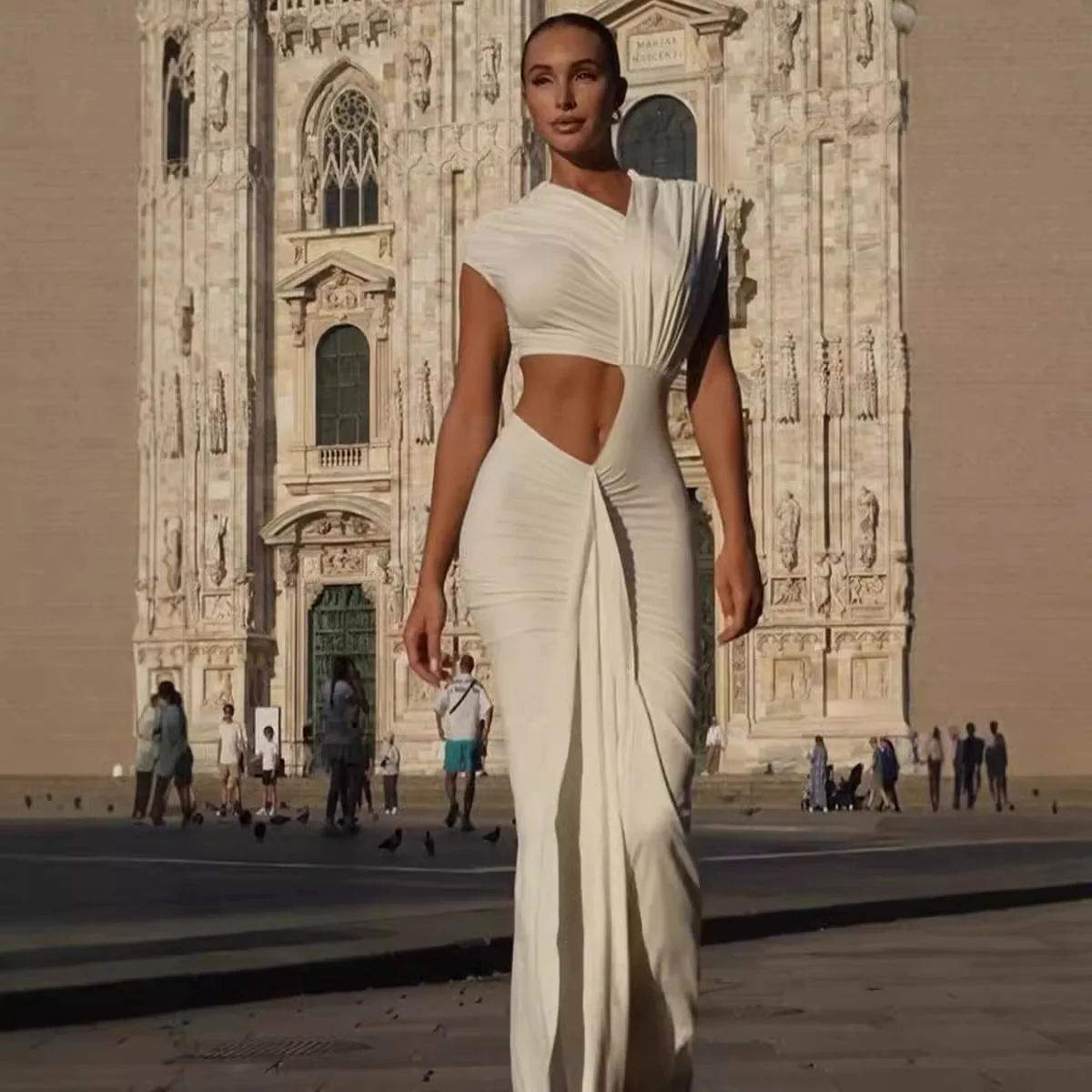 Goddess Draped Cut-Out Gown dress - Image 2