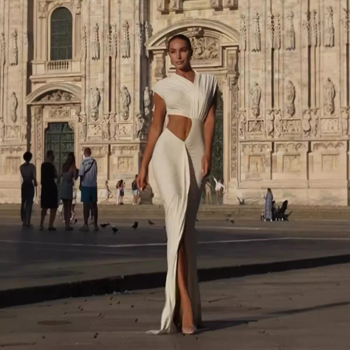 Goddess Draped Cut-Out Gown dress - Image 3
