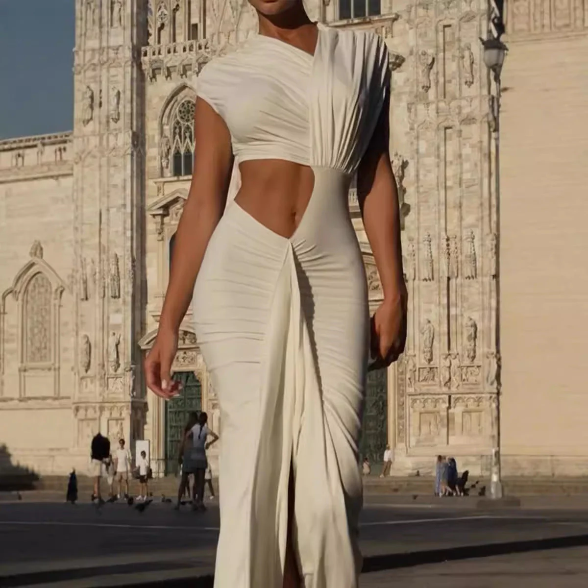 Goddess Draped Cut-Out Gown dress - Image 4