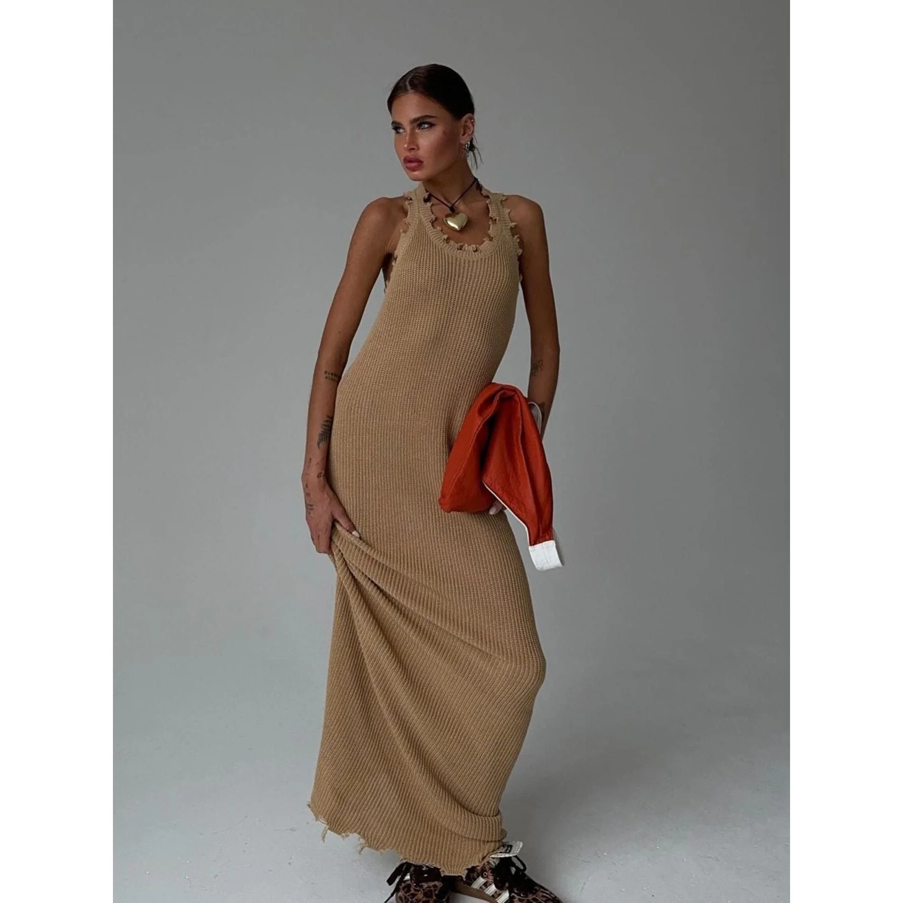 Suspender Sleeveless Ripped Long Dress - Image 2