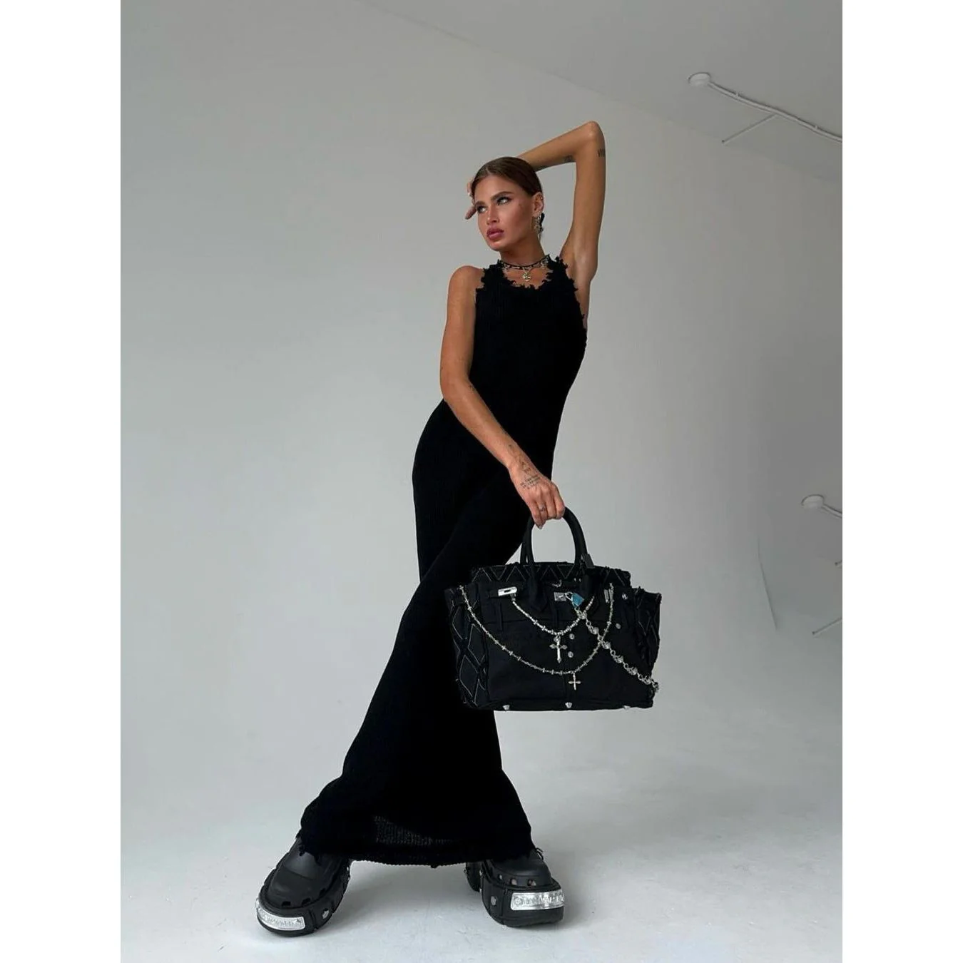 Suspender Sleeveless Ripped Long Dress - Image 5