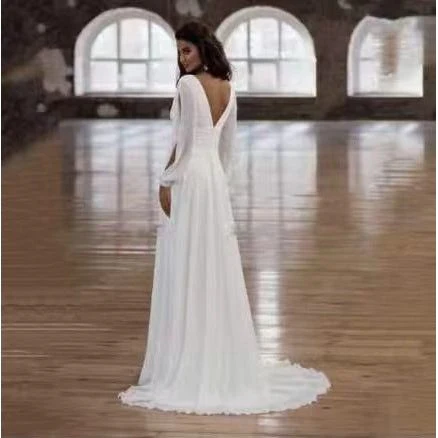 Long Sleeve V-neck Light Elegant Dress - Image 4