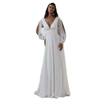 Long Sleeve V-neck Light Elegant Dress - Image 5