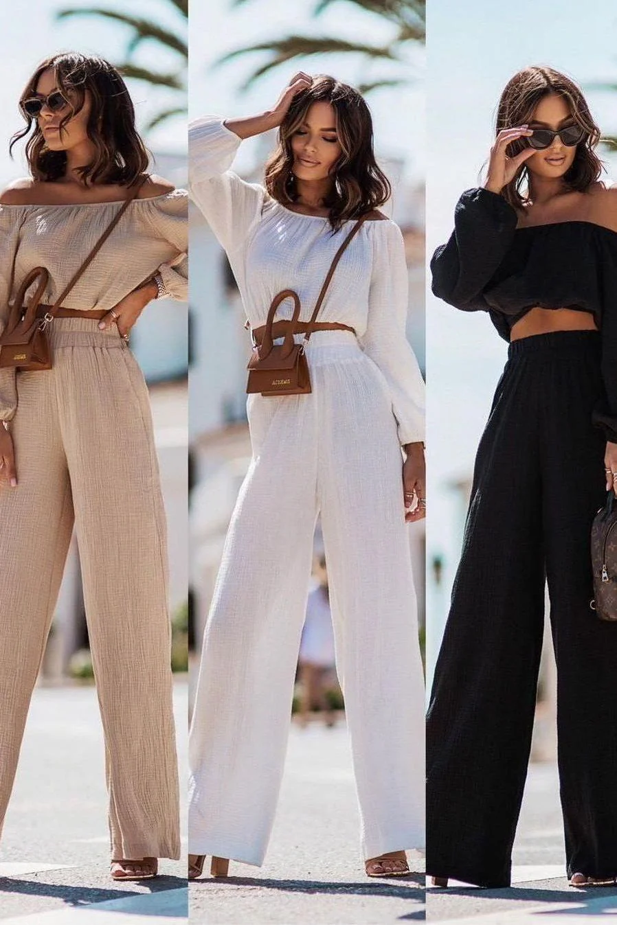 Off-Shoulder Top Straight pants Suit - Image 4