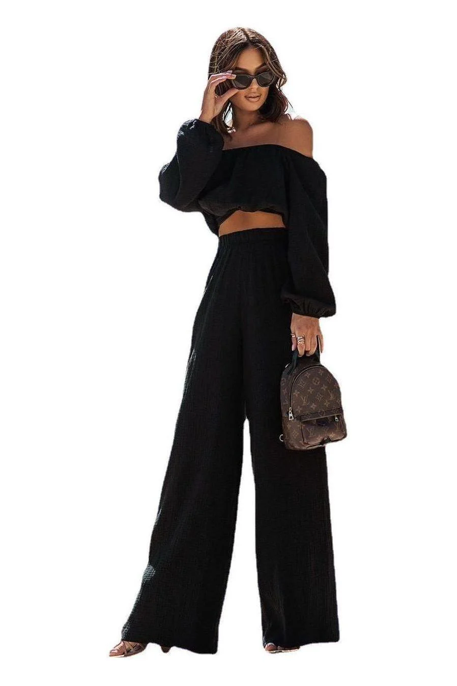 Off-Shoulder Top Straight pants Suit - Image 5