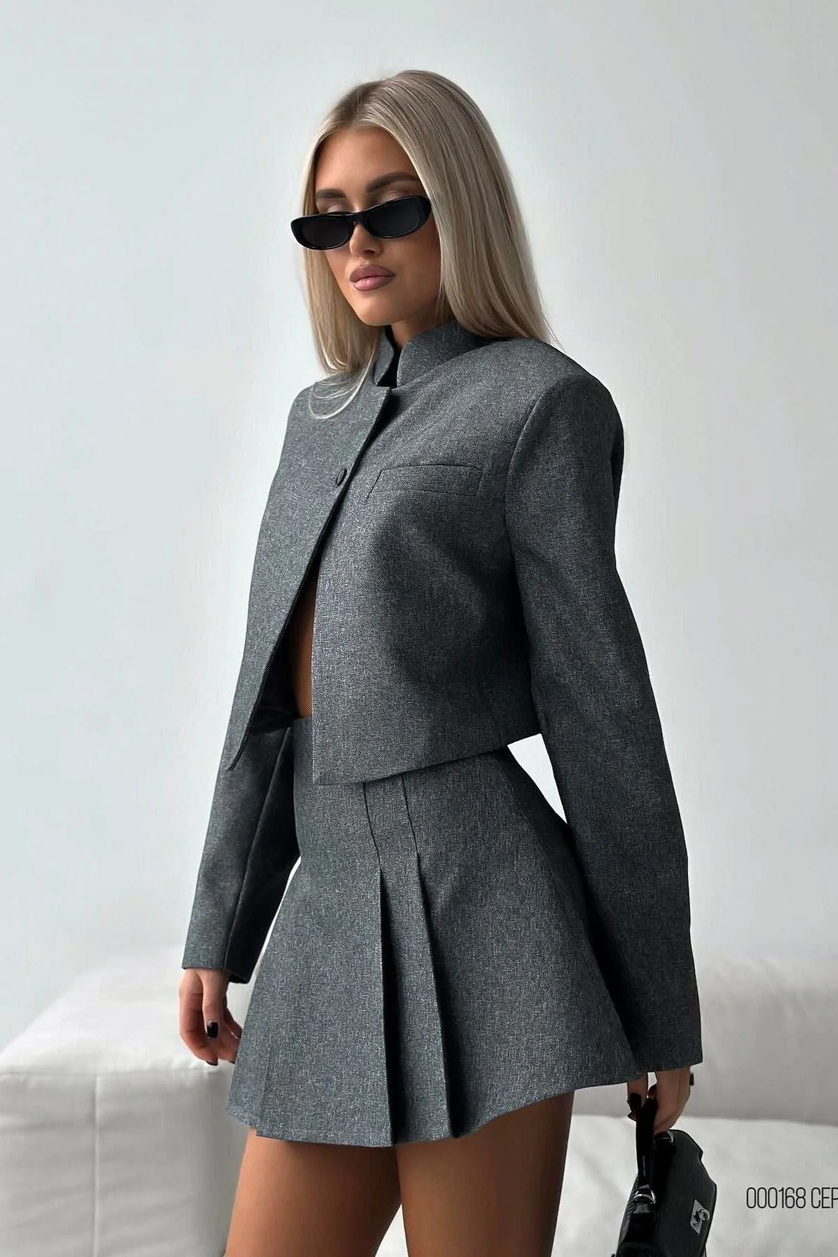 Stand-up Collar Cardigan Suit - Image 3