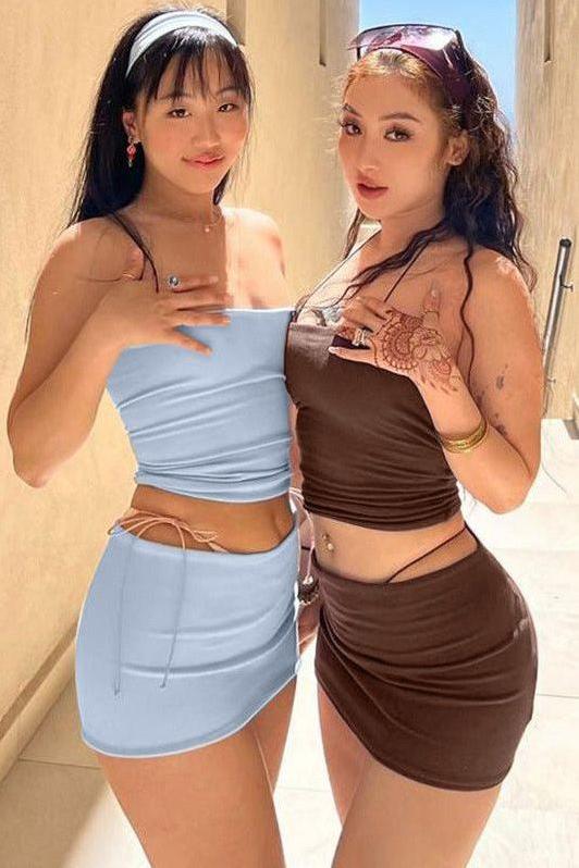 One-word tube top slim short skirt suit - Image 3